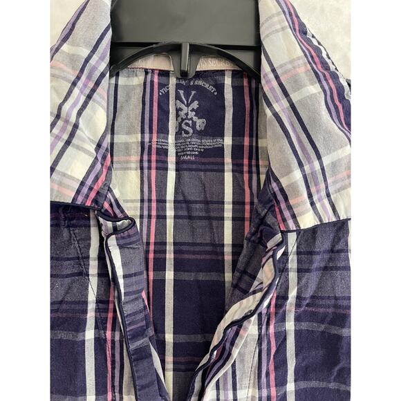 Victorias Secret Sz S Hidden button front multi stripe Purple shirt Casual Women - Picture 4 of 11
